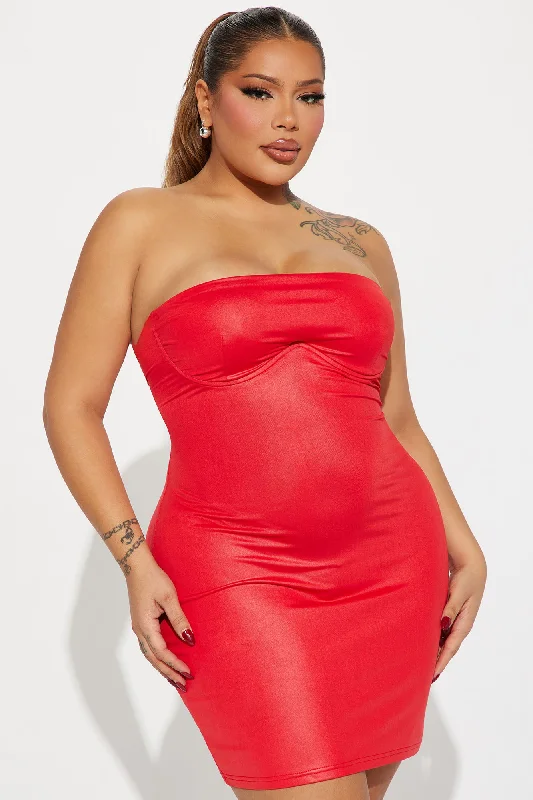 Annie Satin Mini Dress - Red