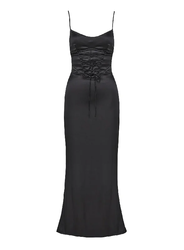 Isadore Bias Cut Maxi Dress Black