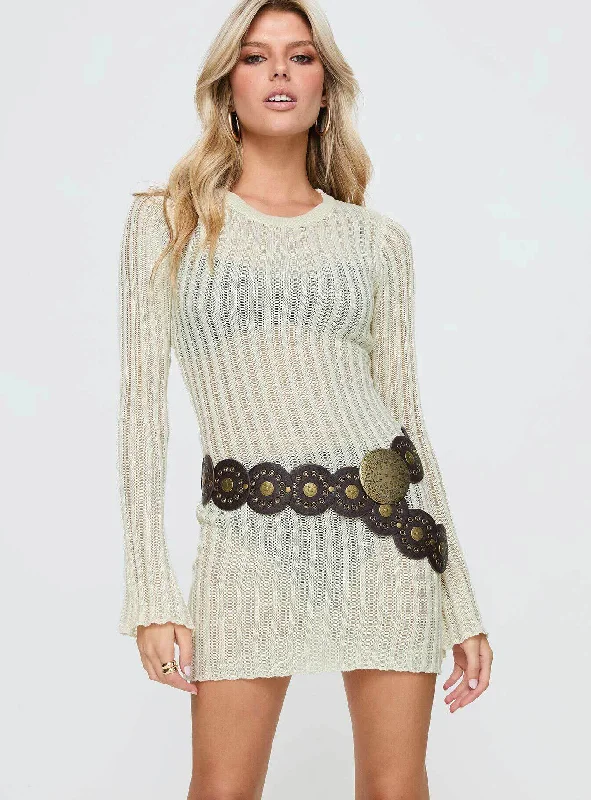 Primmie Long Sleeve Mini Dress Cream