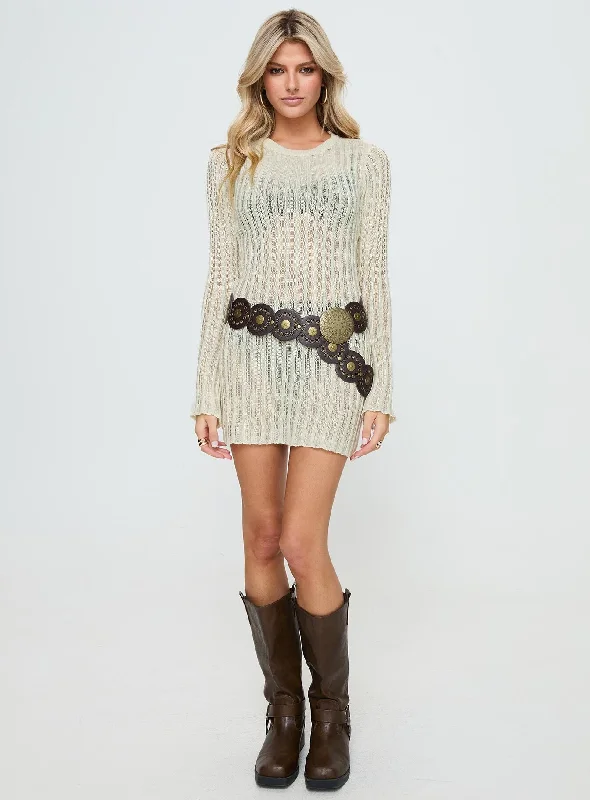 Primmie Long Sleeve Mini Dress Cream