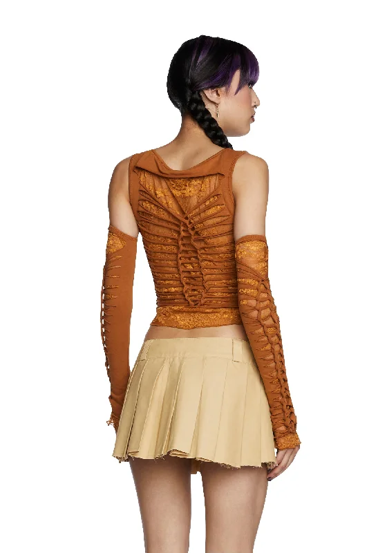 Alternative Spells Top And Gloves Set - Brown