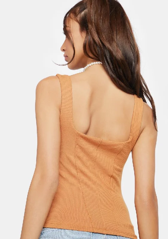 Caramel Cynthia Ribbed Corset Top