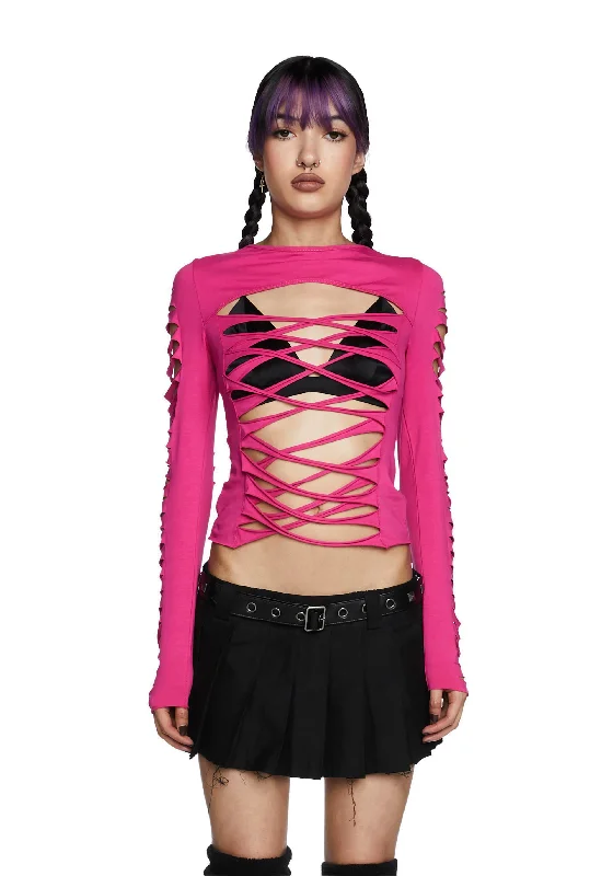 Deviant Curfew Cut-Out Top - Pink