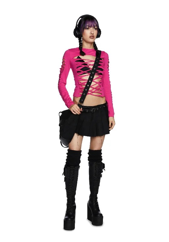 Deviant Curfew Cut-Out Top - Pink