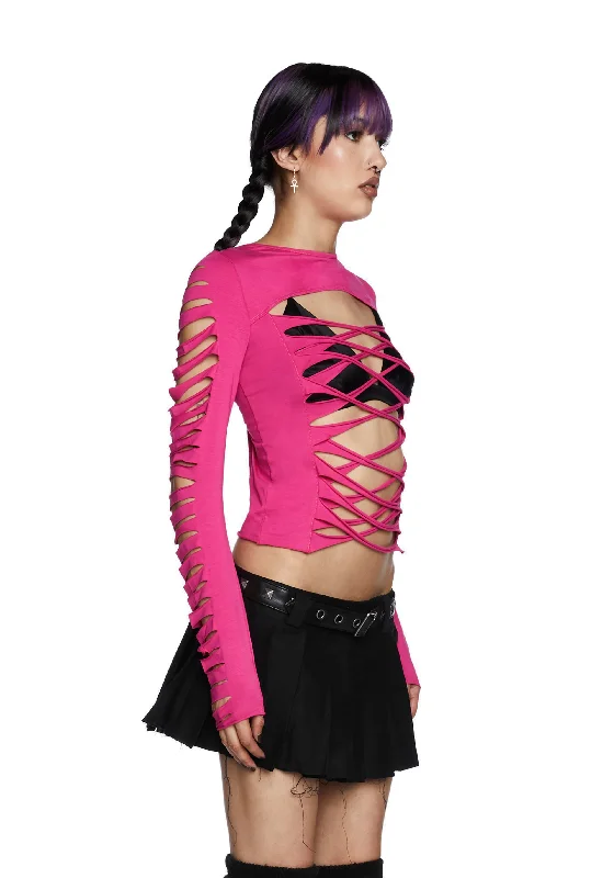 Deviant Curfew Cut-Out Top - Pink