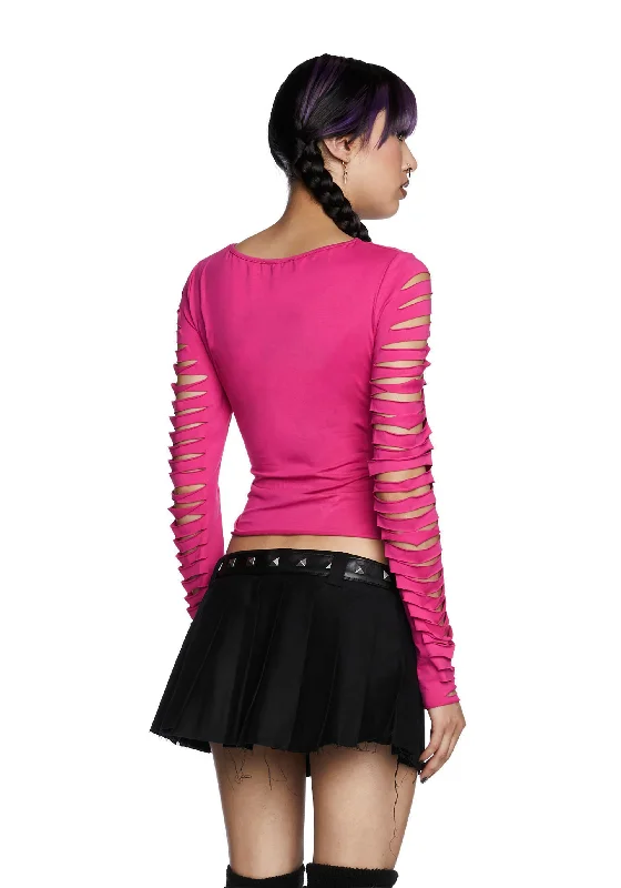 Deviant Curfew Cut-Out Top - Pink