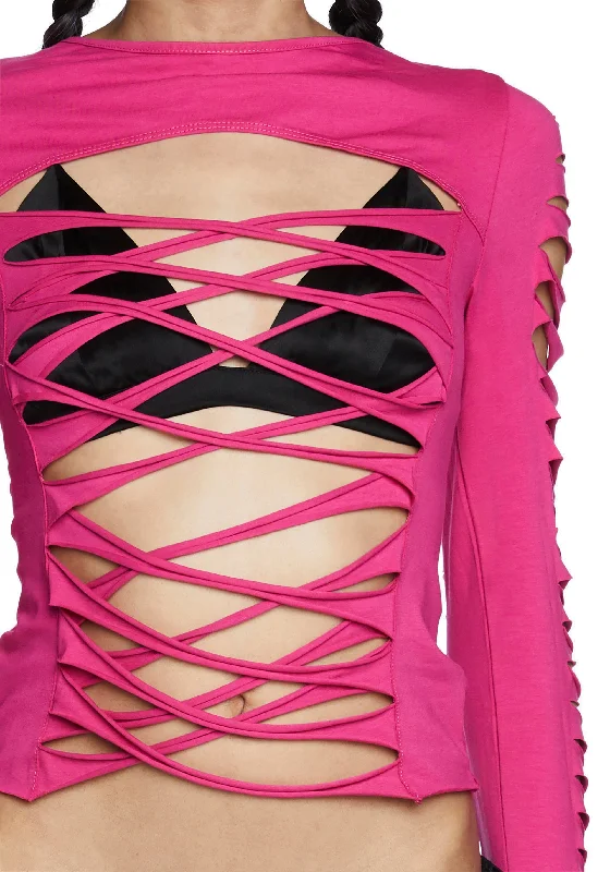 Deviant Curfew Cut-Out Top - Pink