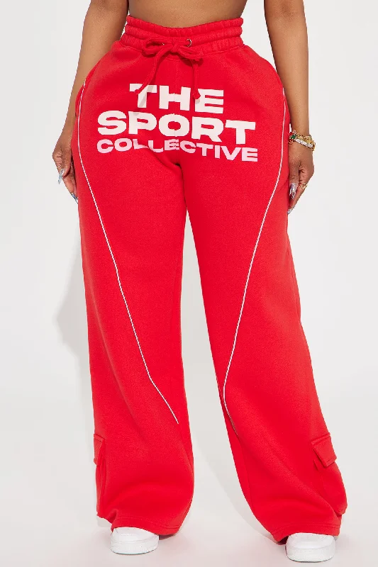 The Sport Collective Wide Leg Pant - Red