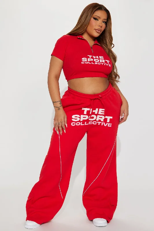 The Sport Collective Wide Leg Pant - Red