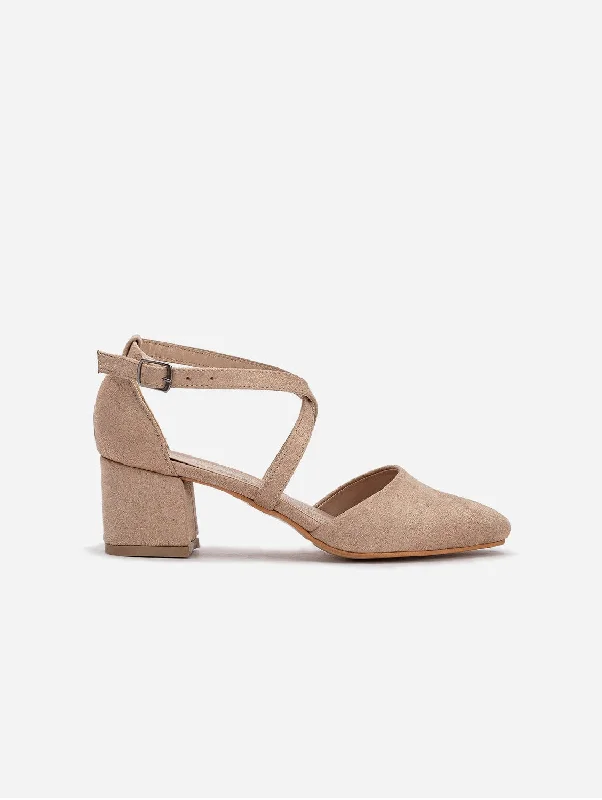 Dolly Vegan Suede Strappy Heels | Beige