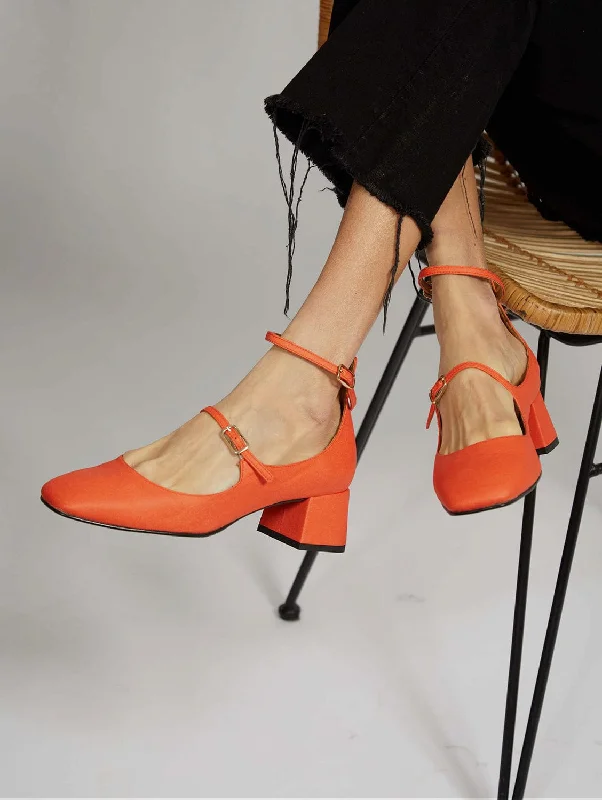 Belleville Vegan Eco Suede Heeled Pumps | Paprika