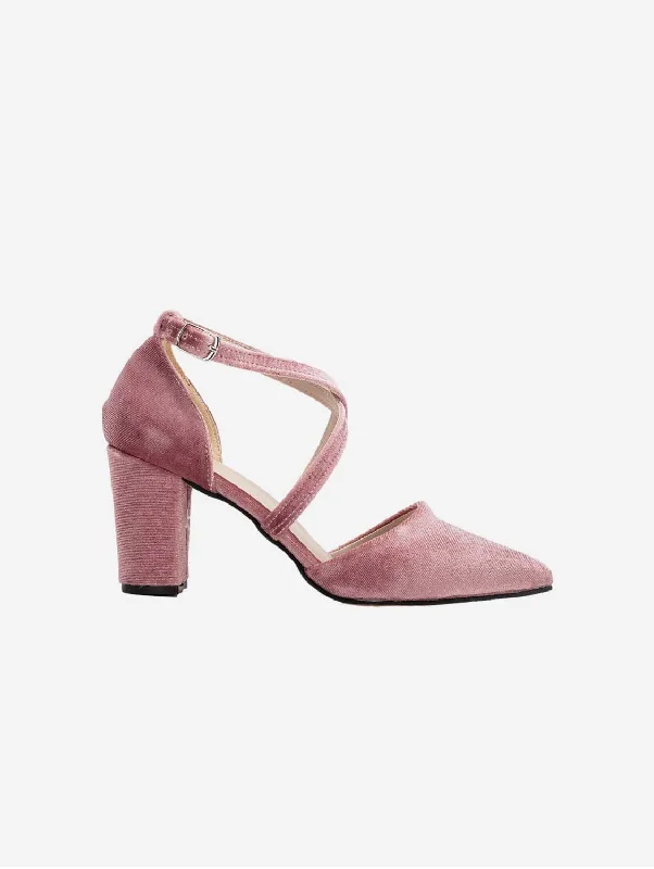 Sina Vegan Velvet Criss Cross Heels | Blush