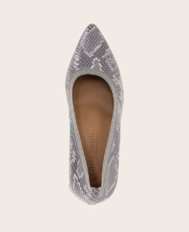 GENTLE SOULS - Dionne Snakeskin Leather Block Heel