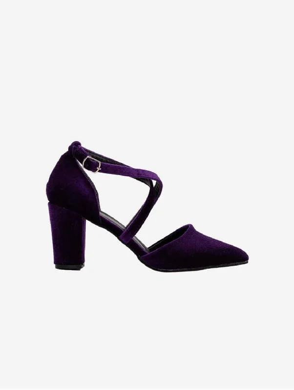 Sina Vegan Velvet Criss Cross Heels | Purple