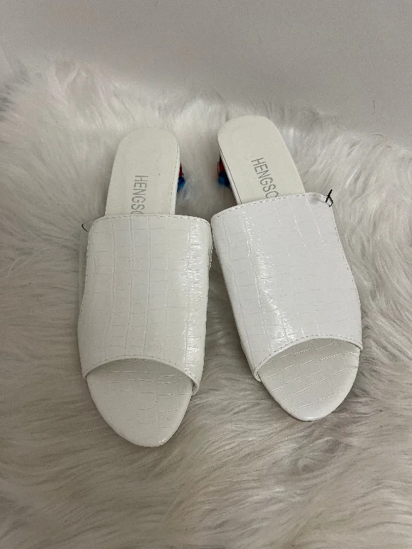 Sandals Heels Block By Clothes Mentor In White, Size: 9.5