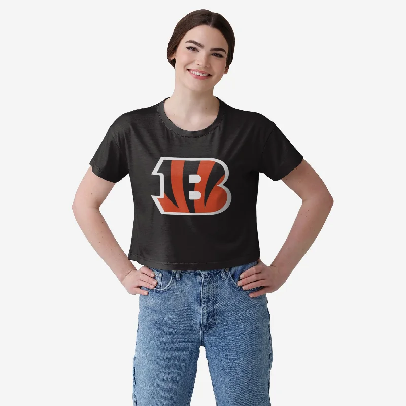 Cincinnati Bengals Womens Solid Big Logo Crop Top