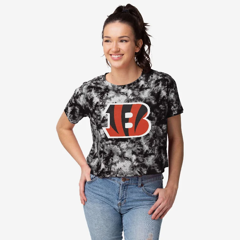 Cincinnati Bengals Womens Tie-Dye Big Logo Crop Top