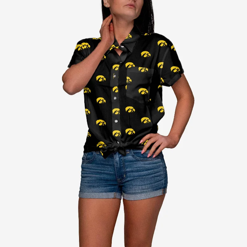 Iowa Hawkeyes Logo Blast Womens Button Up Shirt