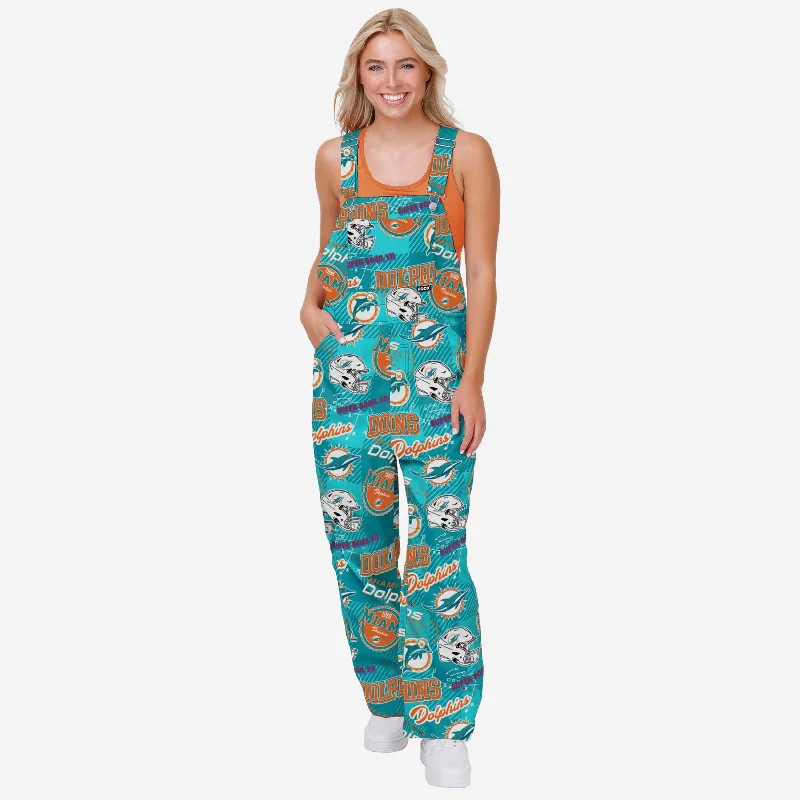 Miami Dolphins Womens Historic Print Bib Overalls