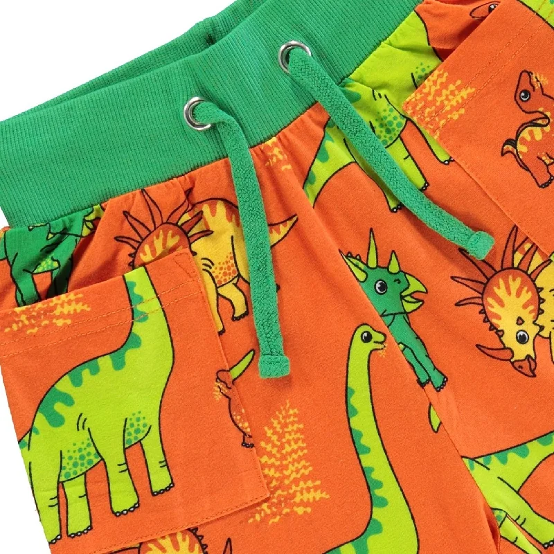 Småfolk Orange Shorts With Dinosaur