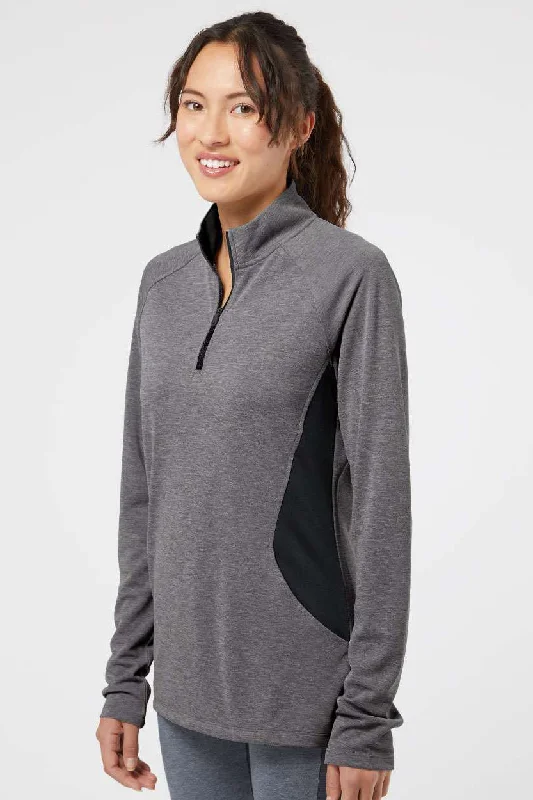 Adidas Womens UPF 50+ 1/4 Zip Sweatshirt - Heather Black/Carbon Grey - NEW