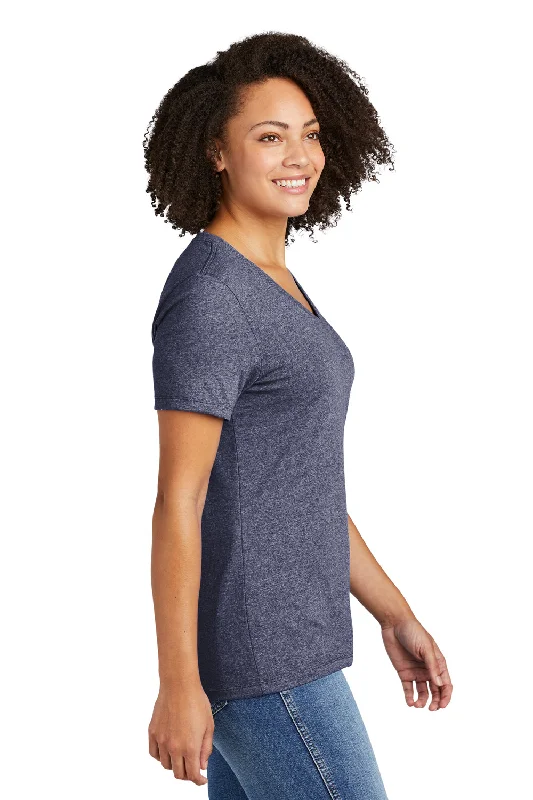 Allmade Womens Recycled Short Sleeve V-Neck T-Shirt - Heather Navy Blue