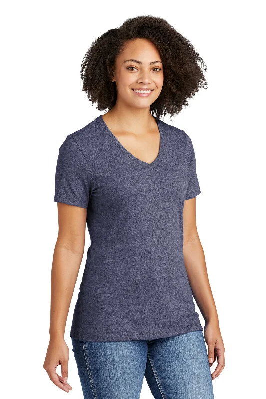 Allmade Womens Recycled Short Sleeve V-Neck T-Shirt - Heather Navy Blue