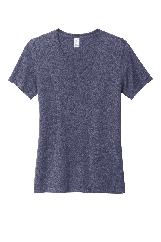 Allmade Womens Recycled Short Sleeve V-Neck T-Shirt - Heather Navy Blue