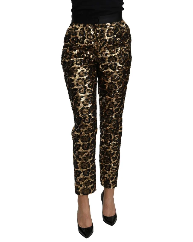 Dolce & Gabbana Leopard Sequined High Waist Pants