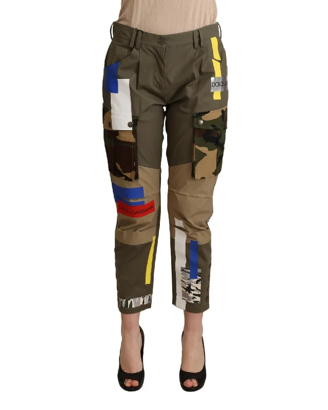 Dolce & Gabbana Logo Cargo Pants with Multicolored Patches