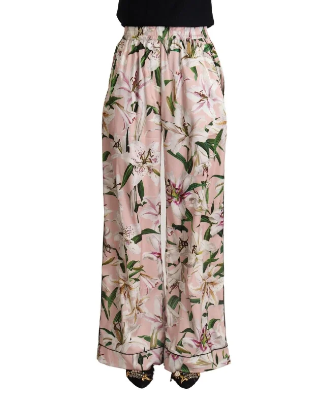 Dolce & Gabbana Lily Print Wide Leg Pants