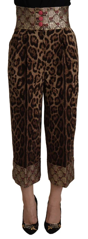 Dolce & Gabbana Leopard Jacquard High Waist Pants