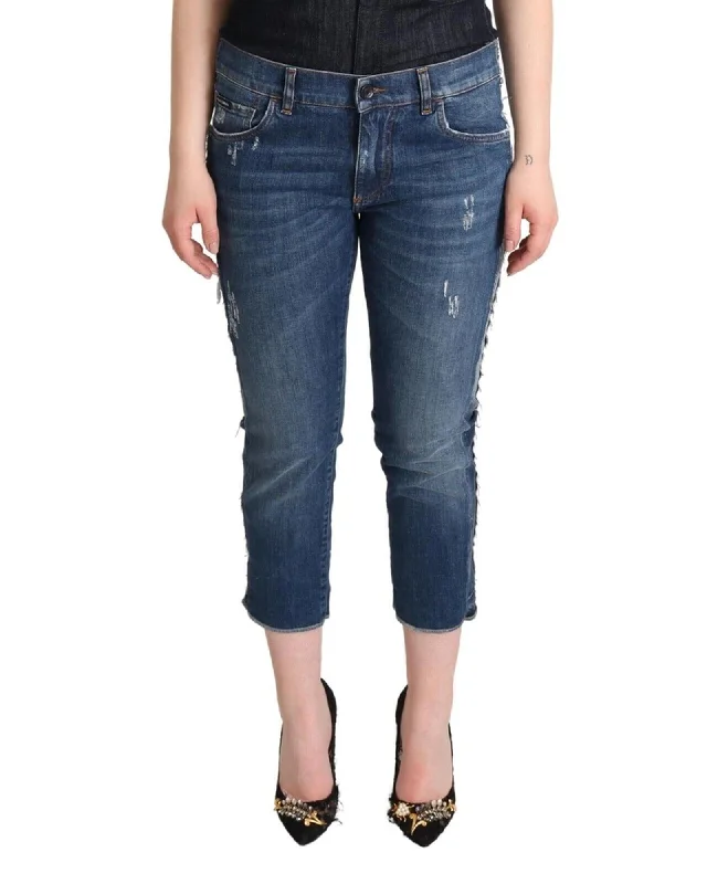 Dolce & Gabbana Logo Cropped Denim Jeans