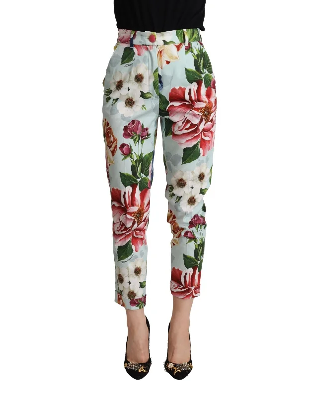 Dolce & Gabbana Tapered Cotton Trouser with Fiori Print