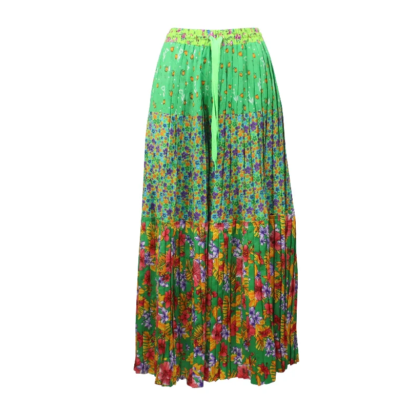 LE JESUS GREEN LE JESUS PLEATED PATTERN MIX PALATZO