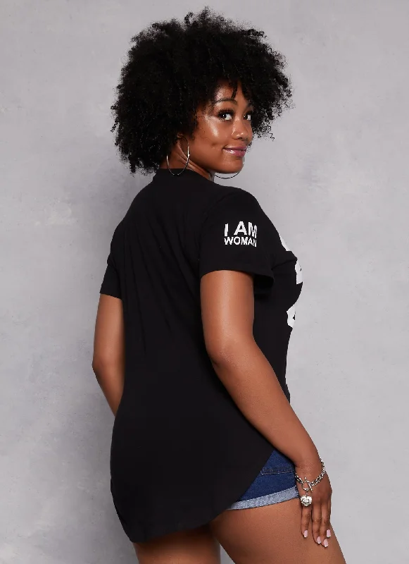 Plus Size I Am Graphic High Low Tee