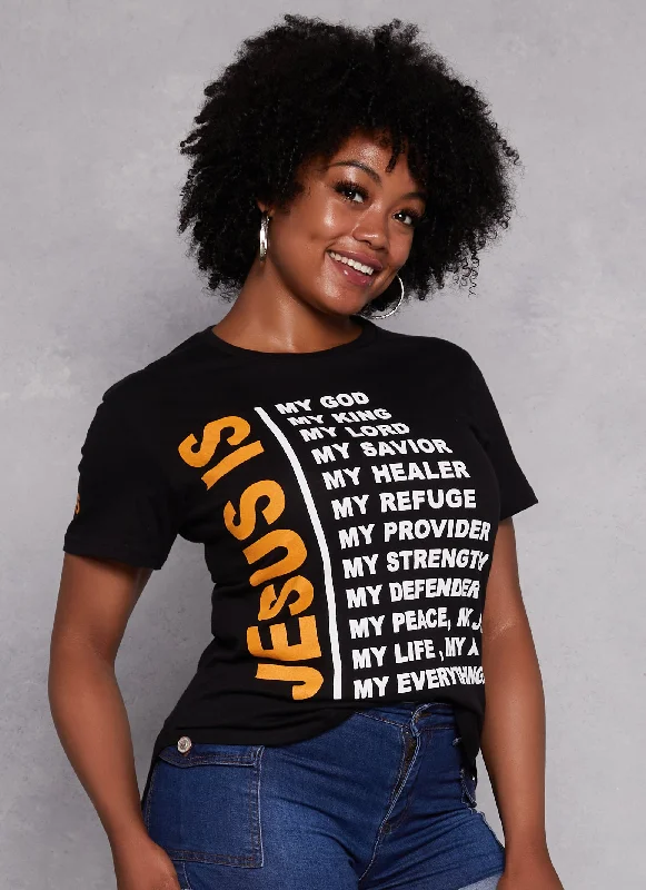 Plus Size Jesus is Graphic High Low Top