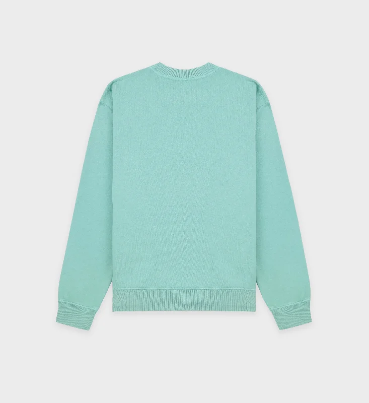 Emblem Crewneck - Aquamarine/White