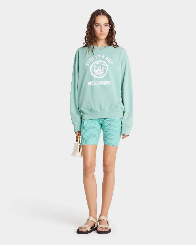 Emblem Crewneck - Aquamarine/White