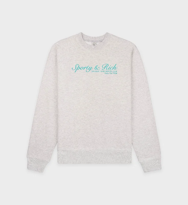 French Crewneck - Heather Gray/Aquamarine