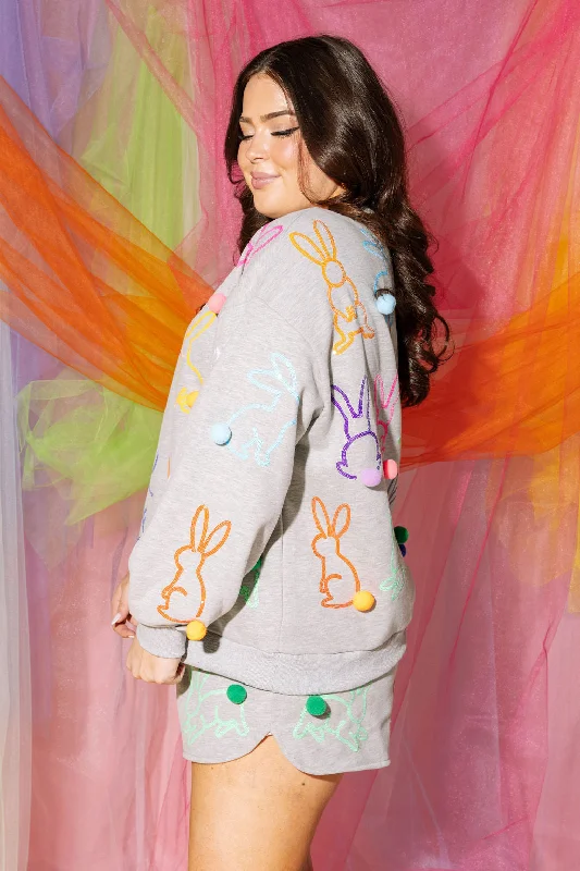 Grey Multi Scattered Bunny Sweatshirt