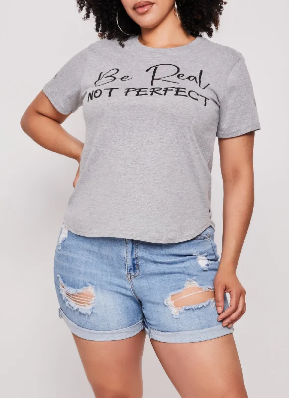 Plus Size Be Real High Low Graphic Tee