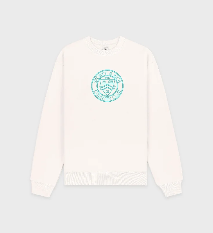 Paris Country Club Crewneck - Coconut/Caribbean