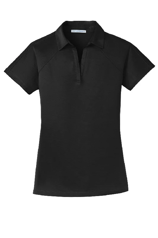 Port Authority Womens Crossover Moisture Wicking Short Sleeve Polo Shirt - Black