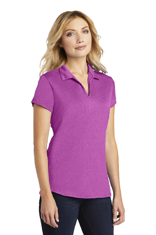 Port Authority Womens Trace Moisture Wicking Short Sleeve Polo Shirt - Heather Berry Pink