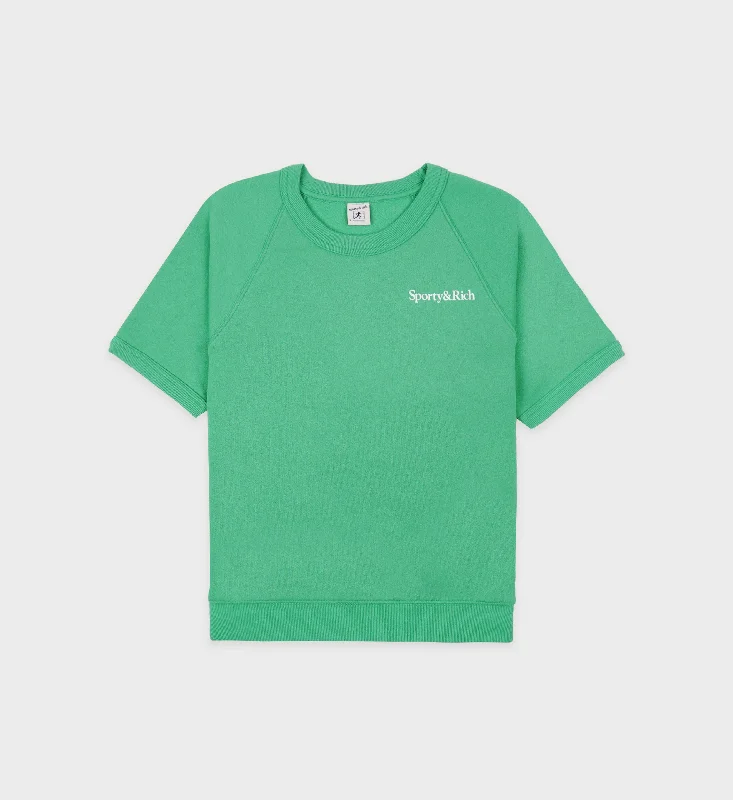 Serif Logo Short Sleeve Crewneck - Verde/White