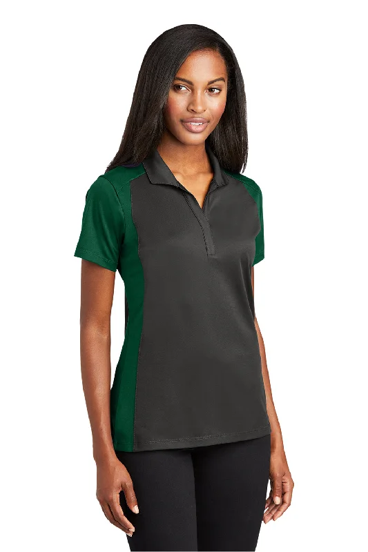 Sport-Tek Womens Sport-Wick Moisture Wicking Short Sleeve Polo Shirt - Iron Grey/Forest Green