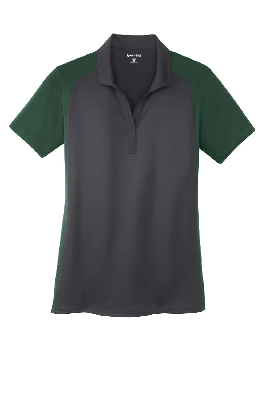 Sport-Tek Womens Sport-Wick Moisture Wicking Short Sleeve Polo Shirt - Iron Grey/Forest Green