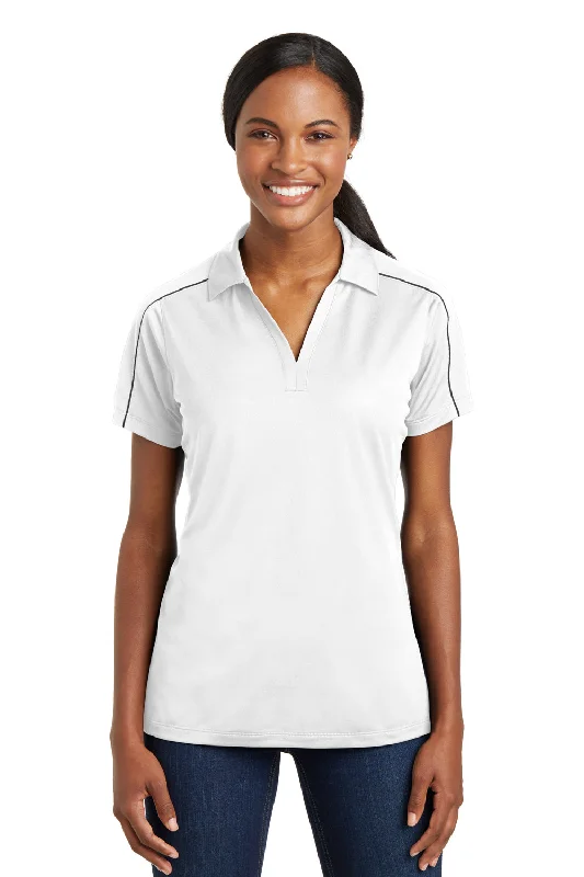 Sport-Tek Womens Sport-Wick Moisture Wicking Short Sleeve Polo Shirt - White/Iron Grey - Closeout