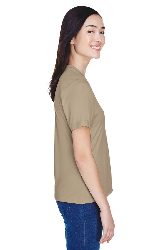 Team 365 Womens Zone Performance Moisture Wicking Short Sleeve V-Neck T-Shirt - Desert Khaki